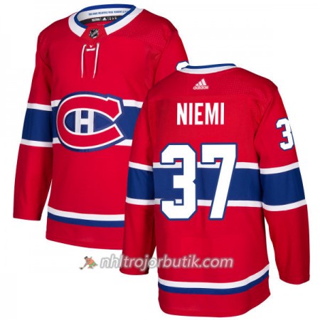 Män Ishockey Montreal Canadiens Tröja Antti Niemi 37 Adidas 2017-2018 Röd Authentic